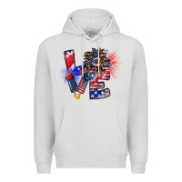 Dove Grey patriotic Love Premium Hoodie - CowhideDigitalArt