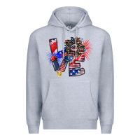 Heather Grey patriotic Love Premium Hoodie - CowhideDigitalArt