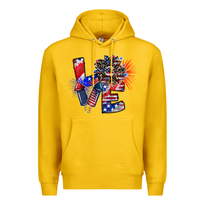 Patriotic Love Premium Hoodie by CowhideDigitalArt | Teevron
