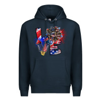 Navy patriotic Love Premium Hoodie - CowhideDigitalArt