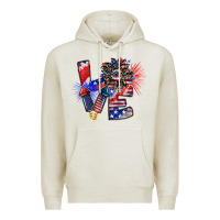 Oatmeal Heather patriotic Love Premium Hoodie - CowhideDigitalArt