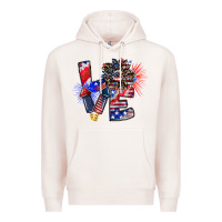 Pale Pink patriotic Love Premium Hoodie - CowhideDigitalArt