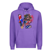 Purple patriotic Love Premium Hoodie - CowhideDigitalArt