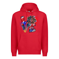Red patriotic Love Premium Hoodie - CowhideDigitalArt