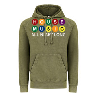 Vintage Olive House Music All Night Long Ravers Vintage Hoodie - longCreatives