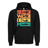 Retro Vintage Swimming Gift For Swimmers Zipper Hoodie | Teevron