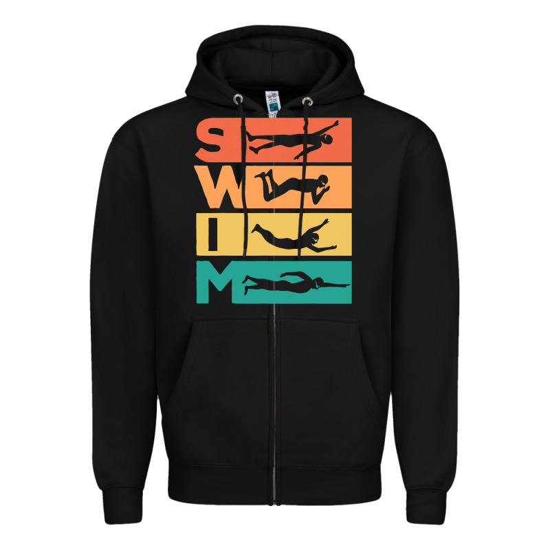 Retro Vintage Swimming Gift For Swimmers Zipper Hoodie by longCreatives | Teevron