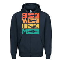 Navy Retro Vintage Swimming Gift For Swimmers Zipper Hoodie - longCreatives