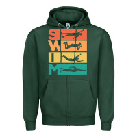 Sports Green Retro Vintage Swimming Gift For Swimmers Zipper Hoodie - longCreatives
