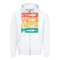 White Retro Vintage Swimming Gift For Swimmers Zipper Hoodie - longCreatives