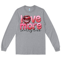 Heather Grey Love more worry less Long Sleeve Tee - FaDigitalArtStudio