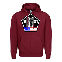 Burgundy 9-11 We Will Never Forget Zipper Hoodie - longCreatives