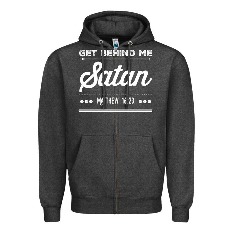 Get Behind Me Satan Matthew 1623 Quote Zipper Hoodie by longCreatives | Teevron