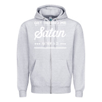 Heather Grey Get behind me Satan Matthew 1623 Quote Zipper Hoodie - longCreatives