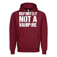 Burgundy Definitely Not A Vampire merch Zipper Hoodie - longCreatives