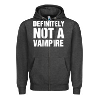 Charcoal Heather Definitely Not A Vampire merch Zipper Hoodie - longCreatives