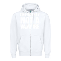 White Definitely Not A Vampire merch Zipper Hoodie - longCreatives