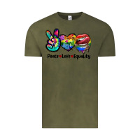 Vintage Olive Peace love equality LGBT+ Vintage Tee - CowGirlArtShop