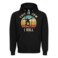 Black Skater - This Is How I Roll Retro Skateboard Gift Zipper Hoodie - longCreatives