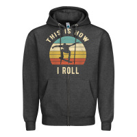 Charcoal Heather Skater - This Is How I Roll Retro Skateboard Gift Zipper Hoodie - longCreatives