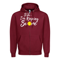 Burgundy Scorekeeper Softball Team Scorebook Keeper Raglan Baseball Zipper Hoodie - longCreatives