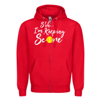 Red Scorekeeper Softball Team Scorebook Keeper Raglan Baseball Zipper Hoodie - longCreatives