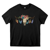 Black Texas Longhorn Bull Skull Heavy Core Tee - JahusDesignShop