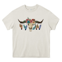 Cream Texas Longhorn Bull Skull Heavy Core Tee - JahusDesignShop