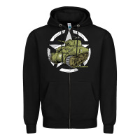 Black Sherman M4A1 WWII Army Tank History Vintage Zipper Hoodie - longCreatives