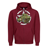 Burgundy Sherman M4A1 WWII Army Tank History Vintage Zipper Hoodie - longCreatives