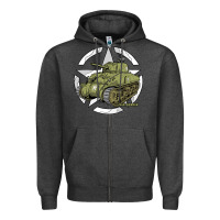 Charcoal Heather Sherman M4A1 WWII Army Tank History Vintage Zipper Hoodie - longCreatives