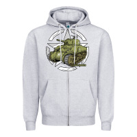 Heather Grey Sherman M4A1 WWII Army Tank History Vintage Zipper Hoodie - longCreatives