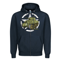 Navy Sherman M4A1 WWII Army Tank History Vintage Zipper Hoodie - longCreatives