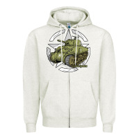 Oatmeal Heather Sherman M4A1 WWII Army Tank History Vintage Zipper Hoodie - longCreatives