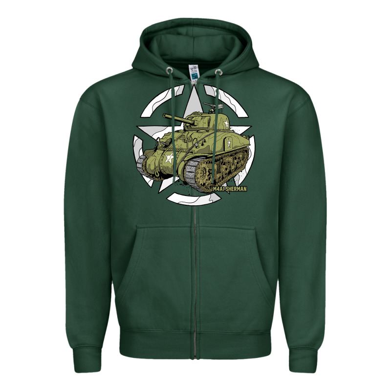 Sherman M4a1 Wwii Army Tank History Vintage Zipper Hoodie by longCreatives | Teevron