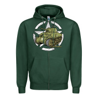 Sports Green Sherman M4A1 WWII Army Tank History Vintage Zipper Hoodie - longCreatives