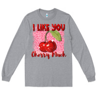 Heather Grey I like you cherry much Valentine's Day Long Sleeve Tee - FaDigitalArtStudio