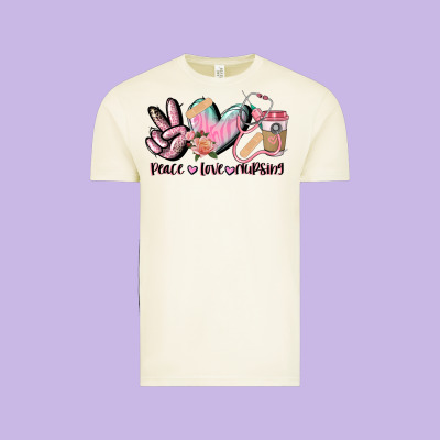 Peace Love Nursing Vintage Tee Designed By Cowgirlartshop