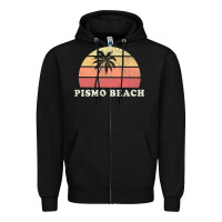 Black Pismo Beach CA Vintage 70s Retro Throwback Design Zipper Hoodie - longCreatives