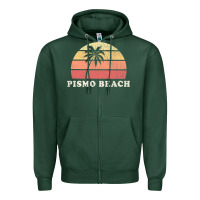 Sports Green Pismo Beach CA Vintage 70s Retro Throwback Design Zipper Hoodie - longCreatives