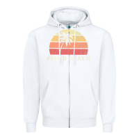White Pismo Beach CA Vintage 70s Retro Throwback Design Zipper Hoodie - longCreatives
