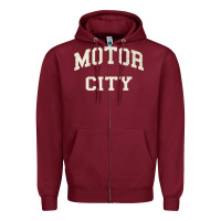 Burgundy Classic Motor City Detroit Varsity Zipper Hoodie - longCreatives