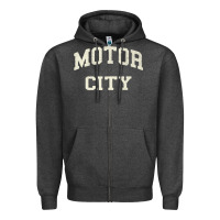 Charcoal Heather Classic Motor City Detroit Varsity Zipper Hoodie - longCreatives