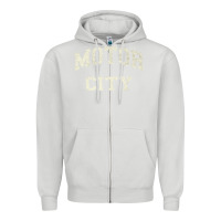 Dove Grey Classic Motor City Detroit Varsity Zipper Hoodie - longCreatives