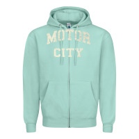 Seafoam Classic Motor City Detroit Varsity Zipper Hoodie - longCreatives