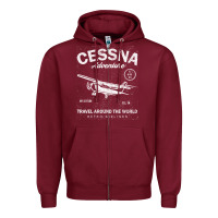 Burgundy cessna distressed Zipper Hoodie - longCreatives