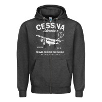 Charcoal Heather cessna distressed Zipper Hoodie - longCreatives