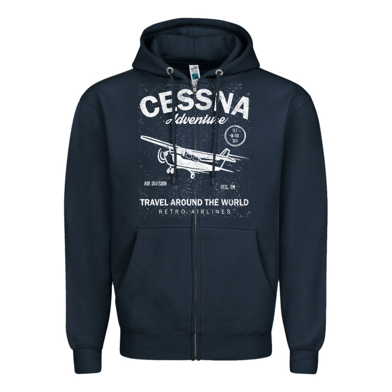 Cessna Distressed Zipper Hoodie by longCreatives | Teevron
