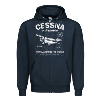 Navy cessna distressed Zipper Hoodie - longCreatives