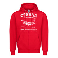 Red cessna distressed Zipper Hoodie - longCreatives